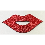 Ecusson  thermocollant "bouche" scintillant rouge