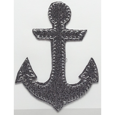 Ecusson scintillant ancre marine noire/argent