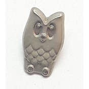 Bouton hibou argent 