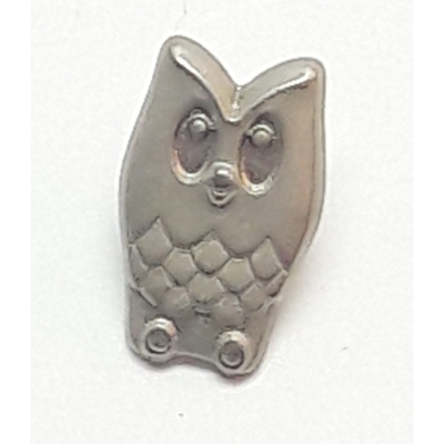 Bouton hibou argent 